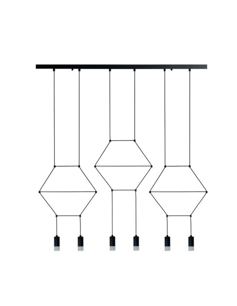Step into Design Lampa wisząca LINEA-6 LONG czarna 100cm (XT100-6P)