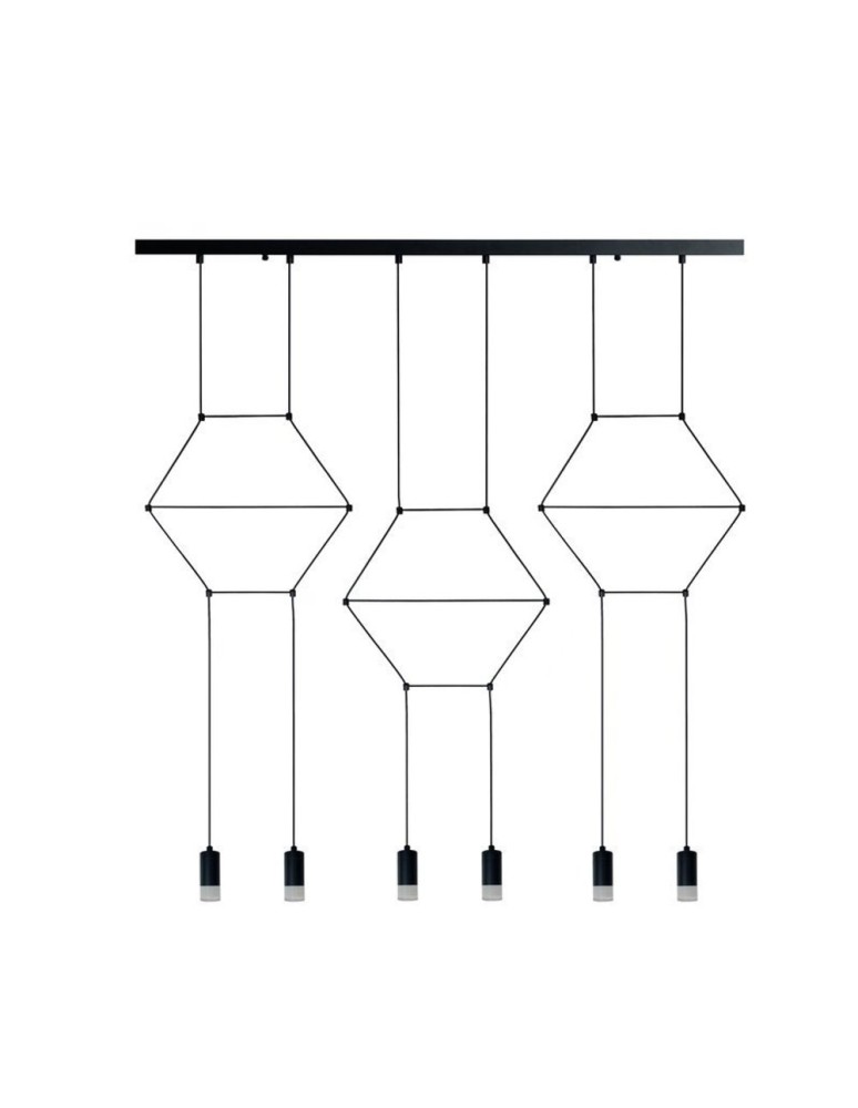 Step into Design Lampa wisząca LINEA-6 LONG czarna 100cm (XT100-6P)