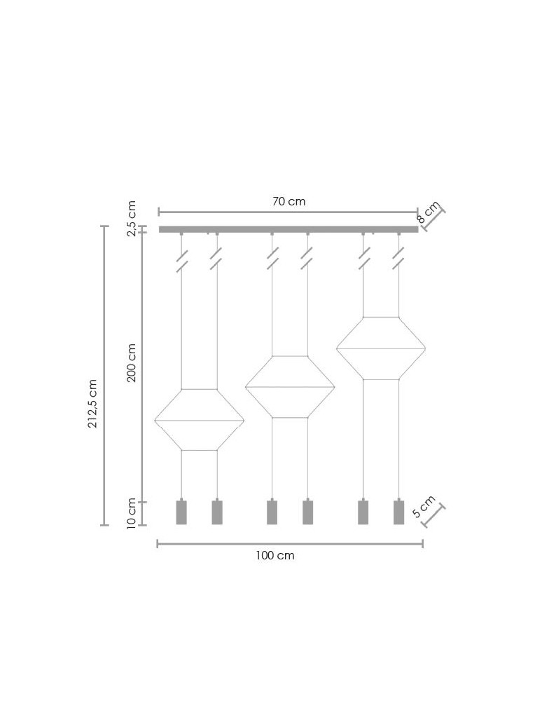 Step into Design Lampa wisząca LINEA-6 LONG czarna 100cm (XT100-6P)