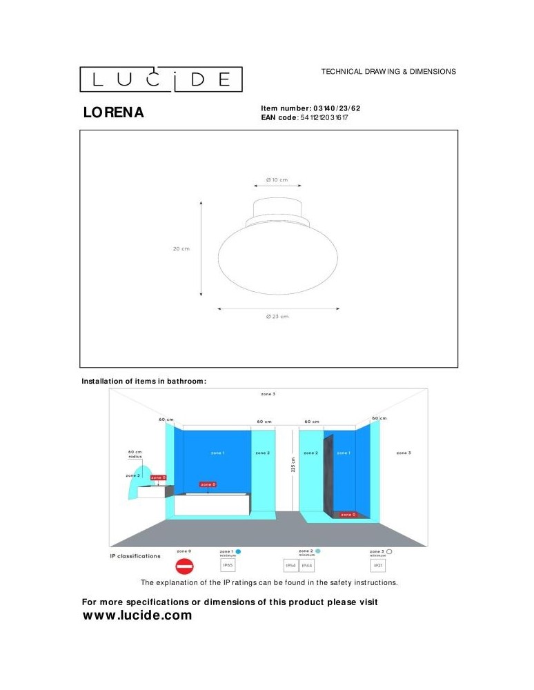 Lucide LORENA Łazienkowa Sufitowa E27 1x40W IP44 Bursztynowy/Zielony 03140/23/62