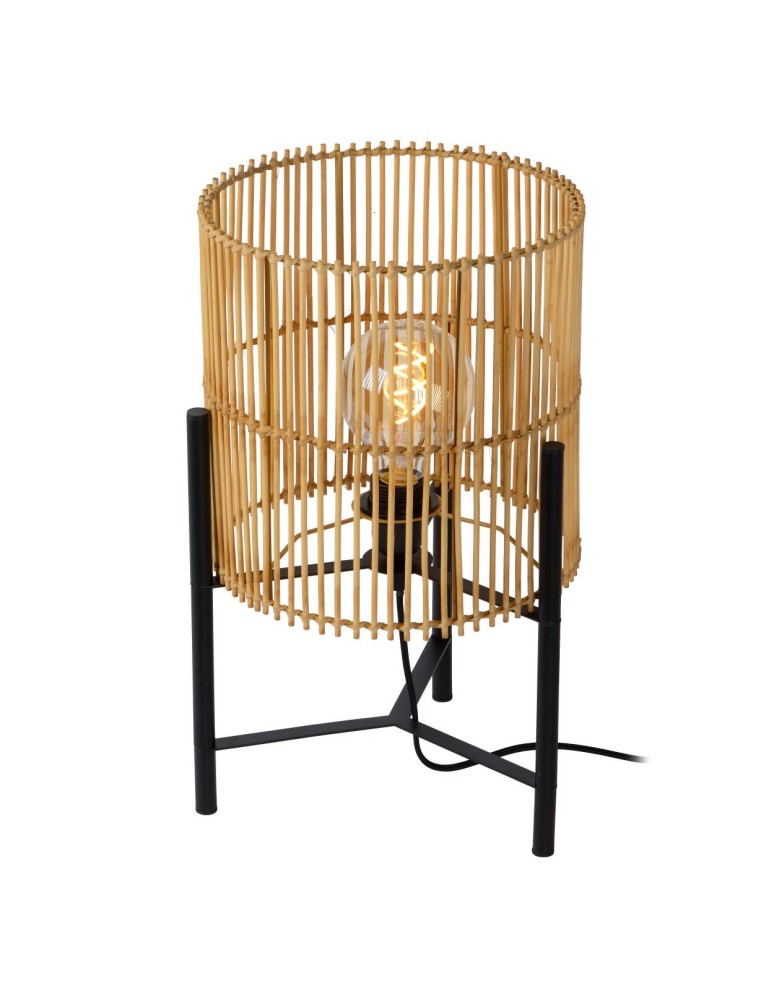 Lampy stołowe Boho - Lucide JANTINE Biurkowa E27 1x40W Jasne Drewno/Czarny 03540/01/72 - product kolory-swiatla.pl 3