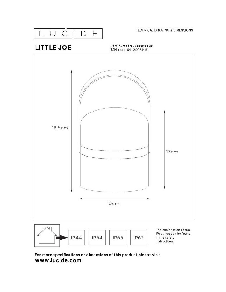 Lucide LITTLE JOE Zewnętrzna Biurkowa LED 1x3W 2800-3200K IP44 Biały/Czarny 06802/01/30