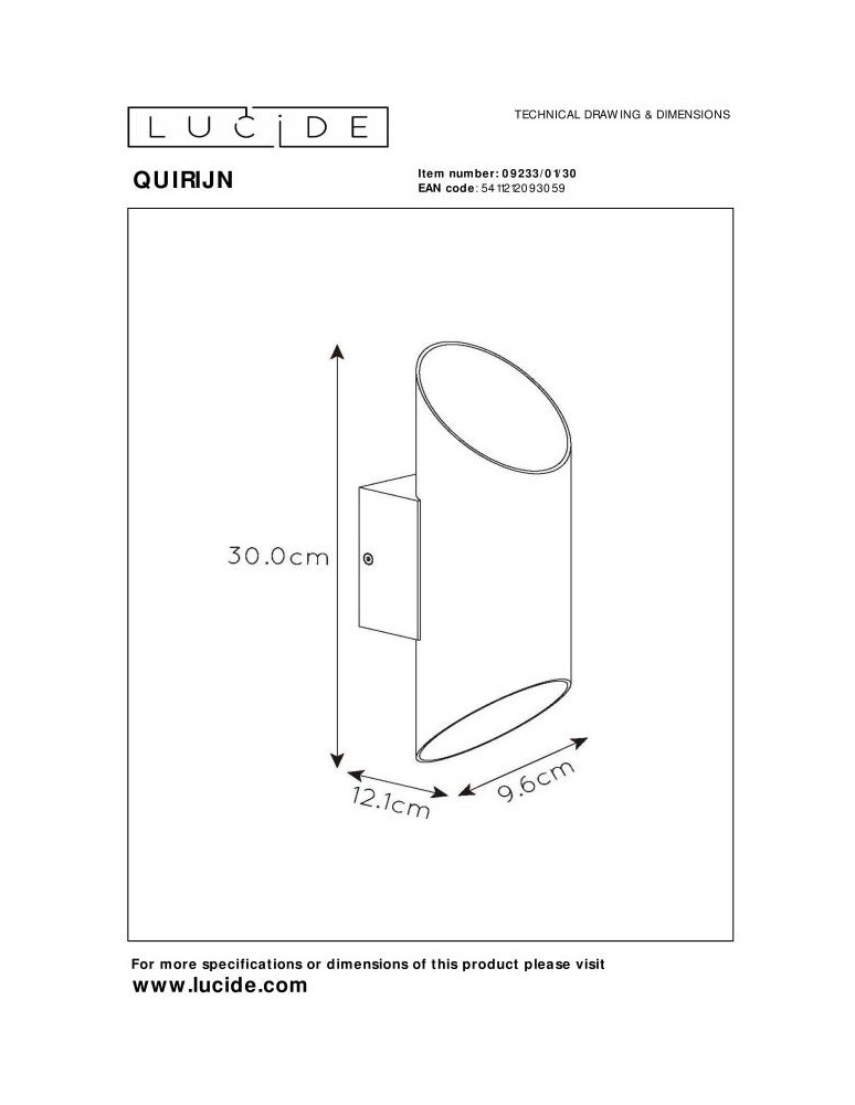 Lucide QUIRIJN Ścienna G9 1x40W Czarny/Złoty Matowy/Mosiądz 09233/01/30