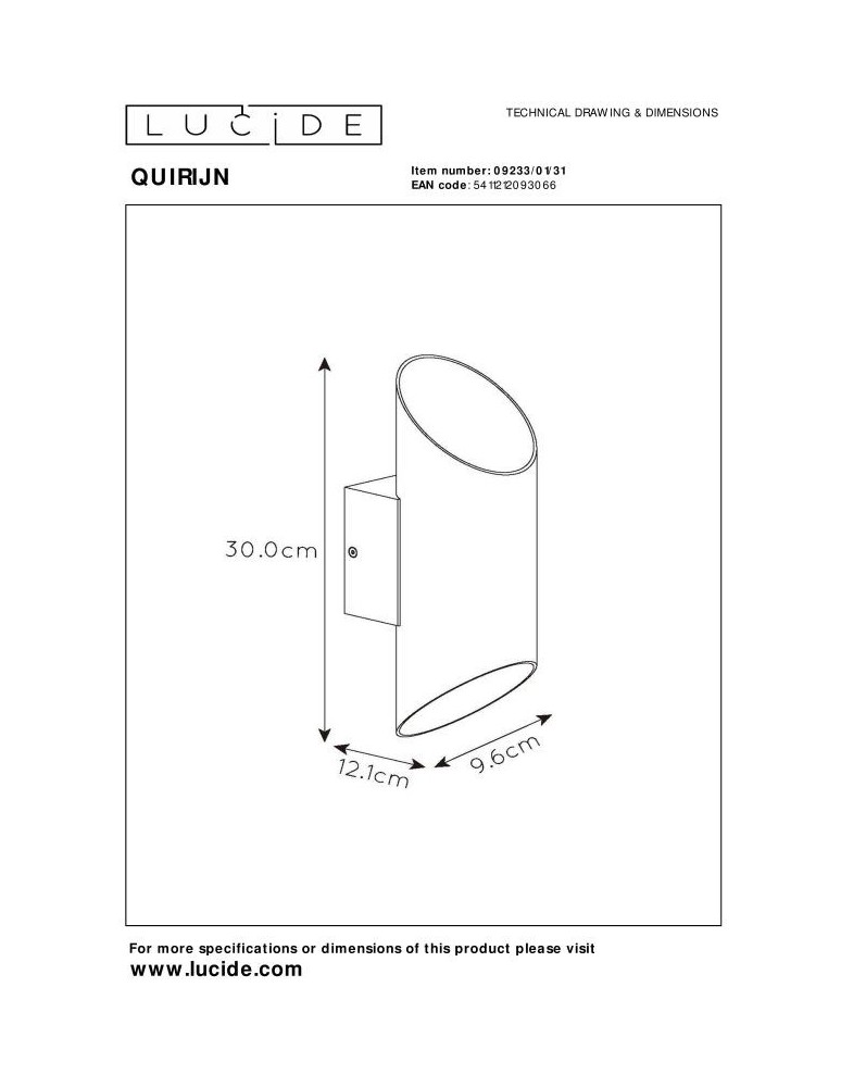 Lucide QUIRIJN Ścienna G9 1x40W Biały/Złoty Matowy/Mosiądz 09233/01/31