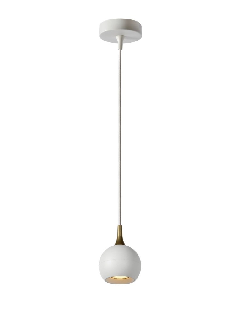 Lampy wiszące - Lucide FAVORI Wisząca GU10 1x5W Biały/Złoty Matowy/Mosiądz 09434/01/31 - produkt kolory-swiatla.pl 1