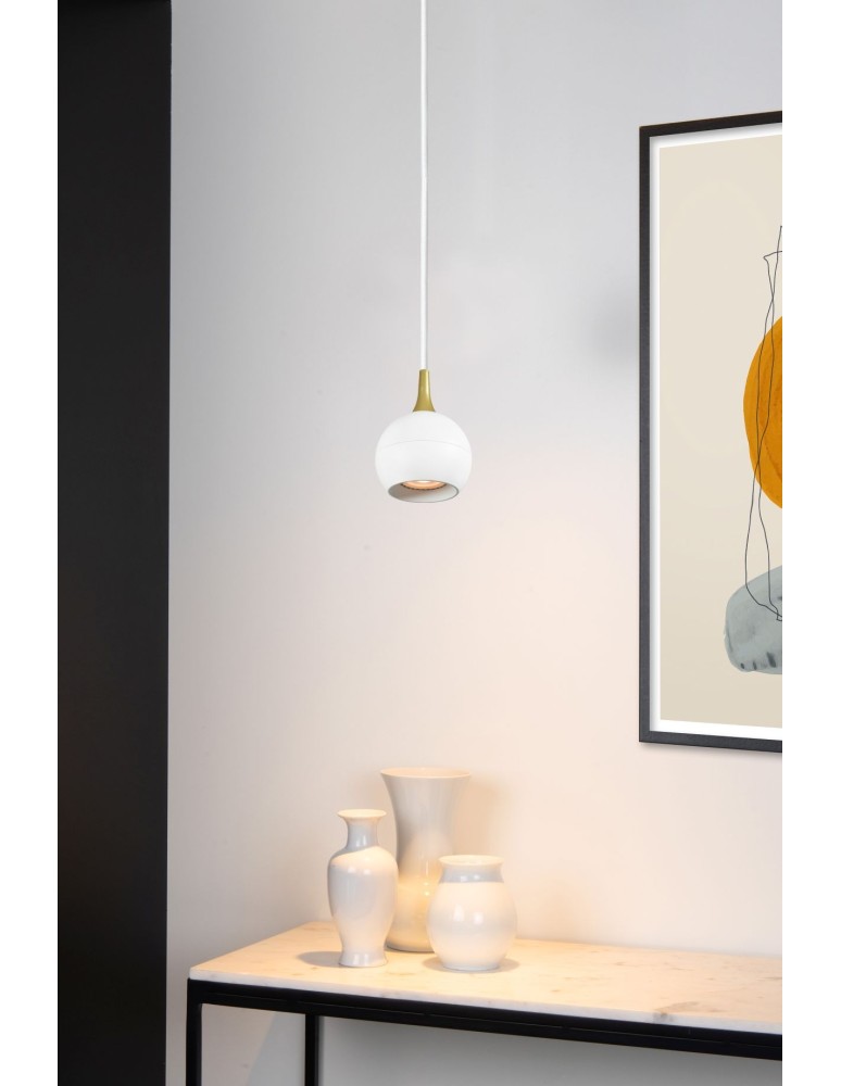 Lucide FAVORI Wisząca GU10 1x5W Biały/Złoty Matowy/Mosiądz 09434/01/31