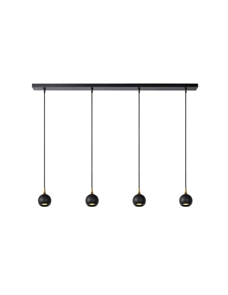 Lampy wiszące na listwie - Lucide FAVORI Wisząca GU10 4x5W Czarny/Złoty Matowy/Mosiądz 09434/04/30 - produkt kolory-swiatla.pl 1
