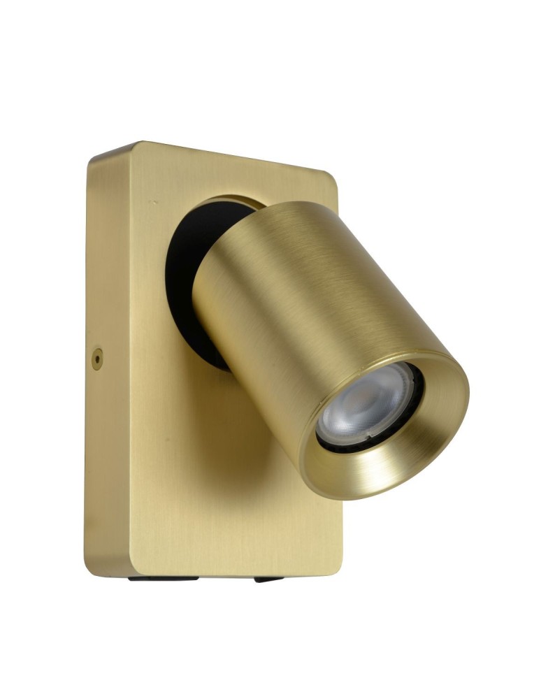 Lucide NIGEL Ścienna Reflektorowa LED GU10 1x5W 2200-3000K z gniazdem USB Złoty Matowy/Mosiądz 09929/06/02