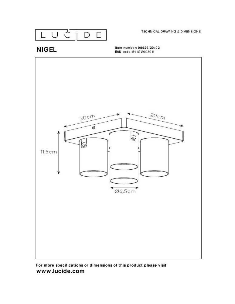 Lucide NIGEL Sufitowa Reflektorowa LED GU10 4x5W 2200-3000K Złoty Matowy/Mosiądz 09929/20/02
