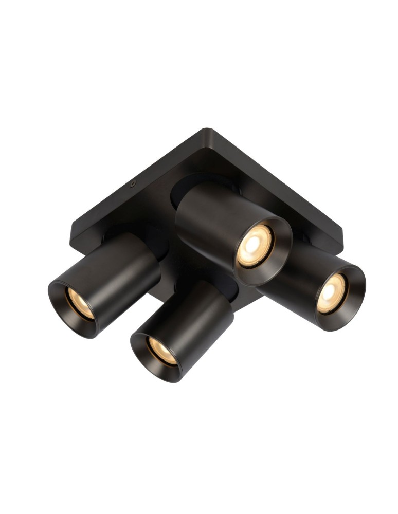 Lampy sufitowe reflektory - Lucide NIGEL Sufitowa Reflektorowa LED GU10 4x5W 2200-3000K Czarny 09929/20/16 - produkt kolory-swiatla.pl 1