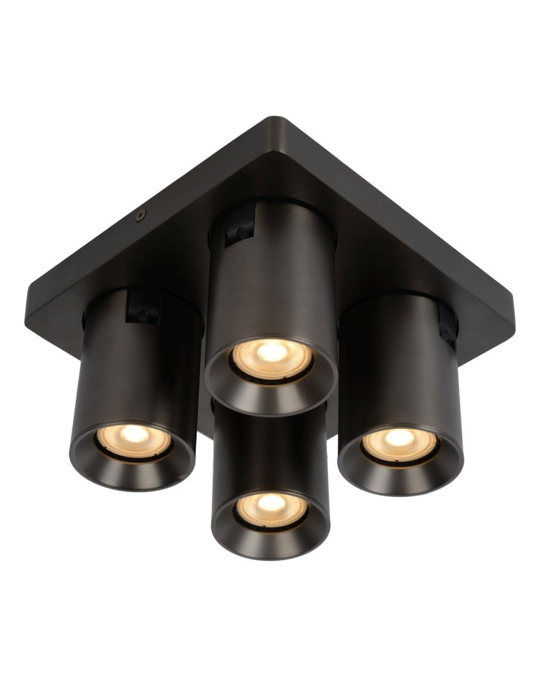 Lampy sufitowe reflektory - Lucide NIGEL Sufitowa Reflektorowa LED GU10 4x5W 2200-3000K Czarny 09929/20/16 - produkt kolory-swiatla.pl 4
