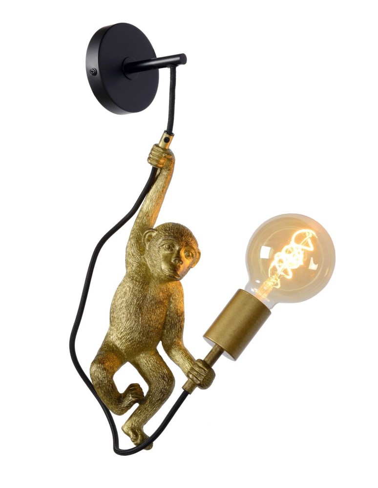 Kinkiety - Lucide EXTRAVAGANZA CHIMP Ścienna E27 1x40W Czarny/Złoty 10202/01/30 - produkt kolory-swiatla.pl 1