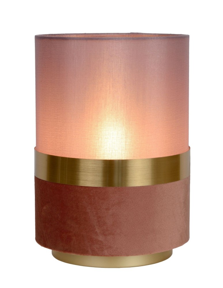 Lampy stołowe z abażurem - Lucide EXTRAVAGANZA TUSSE Biurkowa E14 1x0W Różowy/Złoty Matowy/Mosiądz 10508/01/66 - produkt kolory-swiatla.pl 1