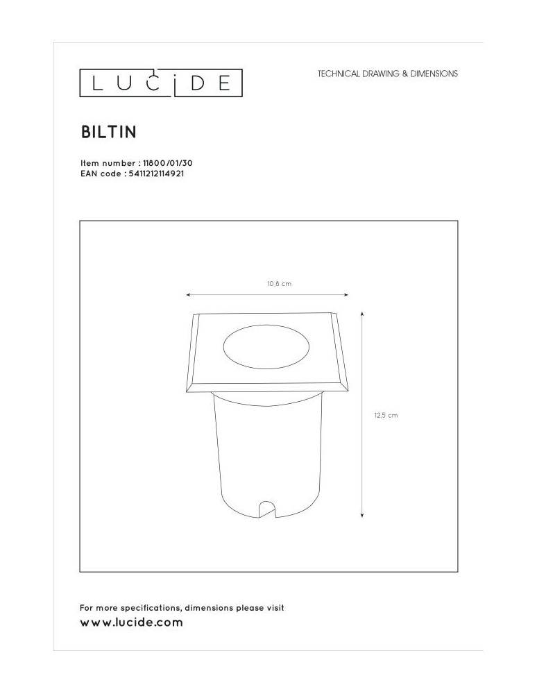 Lampy najazdowe i gruntowe - Lucide BILTIN Zewnętrzna Najazdowa GU10 1x35W IP67 Czarny 11800/01/30 - product kolory-swiatla.pl 4