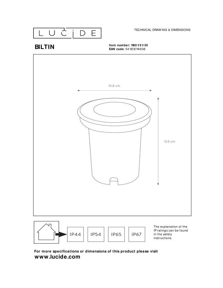 Lampy najazdowe i gruntowe - Lucide BILTIN Zewnętrzna Najazdowa GU10 1x35W IP67 Czarny 11801/01/30 - product kolory-swiatla.pl 5