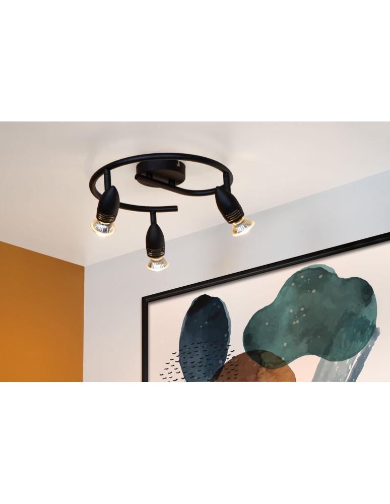 Lucide CARO Sufitowa Reflektorowa GU10 3x5W Czarny 13955/03/30