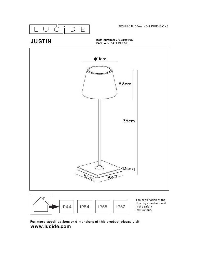 Lampy ogrodowe przenośne - Lucide JUSTIN Zewnętrzna Biurkowa LED 1x2.2W 2700-3000K IP54 Czarny 27888/04/30 - produkt kolory-swiatla.pl 9