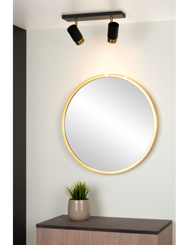 Lucide FLORIS Sufitowa Reflektorowa GU10 2x35W Czarny/Złoty Matowy/Mosiądz 35913/02/30