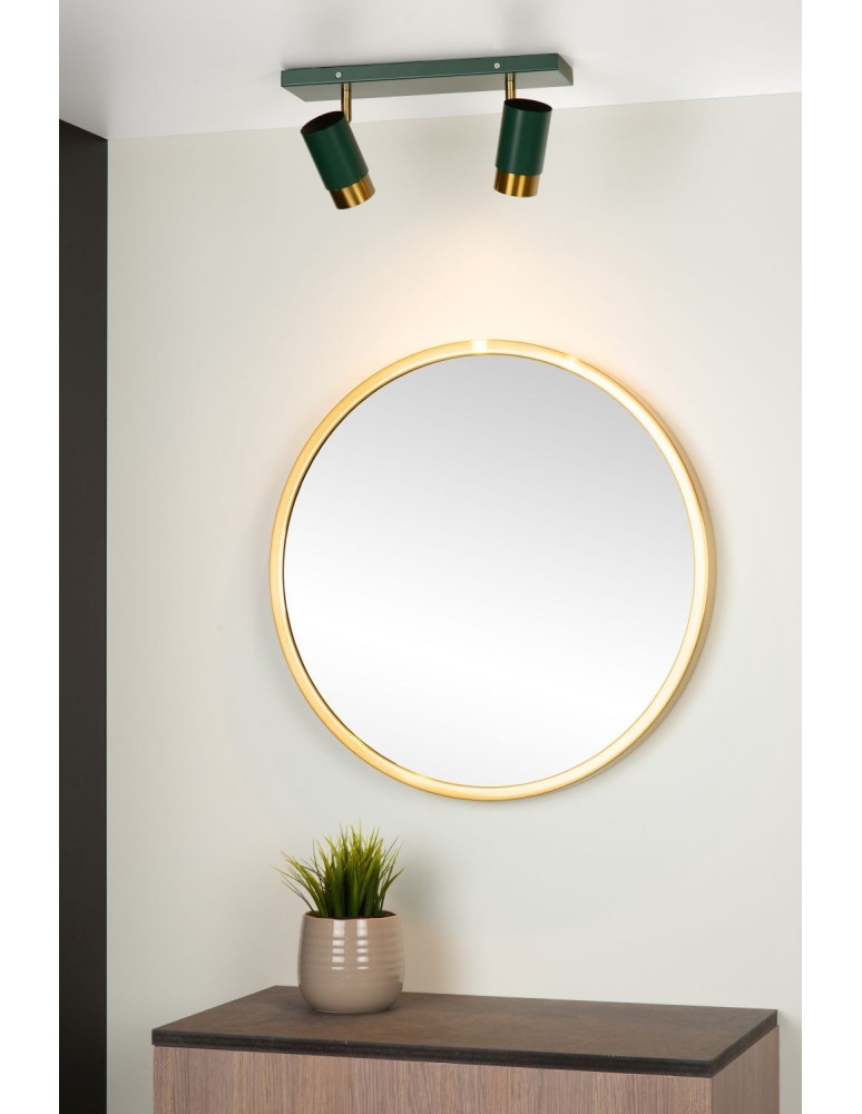 Lampy sufitowe reflektory - Lucide FLORIS Sufitowa Reflektorowa GU10 2x35W Zielony/Złoty Matowy/Mosiądz 35913/02/33 - produkt kolory-swiatla.pl 3