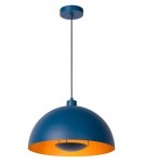 Lampy wiszące niebieskie - Lucide SIEMON Wisząca E27 1x40W Niebieski/Złoty Matowy/Mosiądz 45496/01/35 - produkt 1