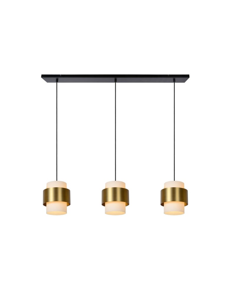 Lampy wiszące potrójne - Lucide FIRMIN Wisząca E27 3x40W Złoty Matowy/Mosiądz/Opal 45497/03/02 - produkt kolory-swiatla.pl 1