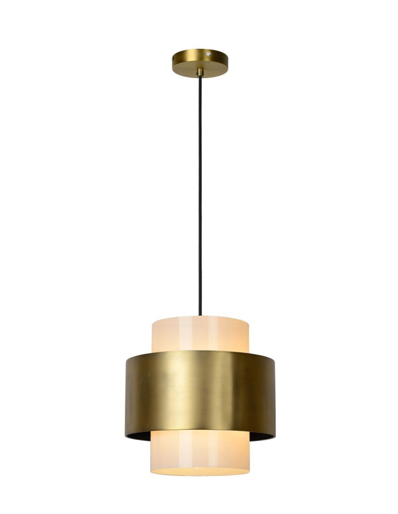 Lampy wiszące - Lucide FIRMIN Wisząca E27 1x40W Złoty Matowy/Mosiądz/Opal 45497/30/02 - produkt kolory-swiatla.pl 1