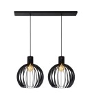Lampy wiszące podwójne - Lucide MIKAELA Wisząca E27 2x60W Czarny 73400/02/30 - produkt 1