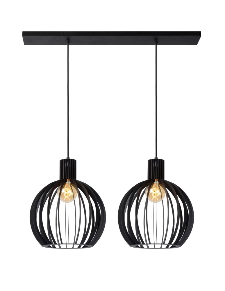 Lucide MIKAELA Wisząca E27 2x60W Czarny 73400/02/30