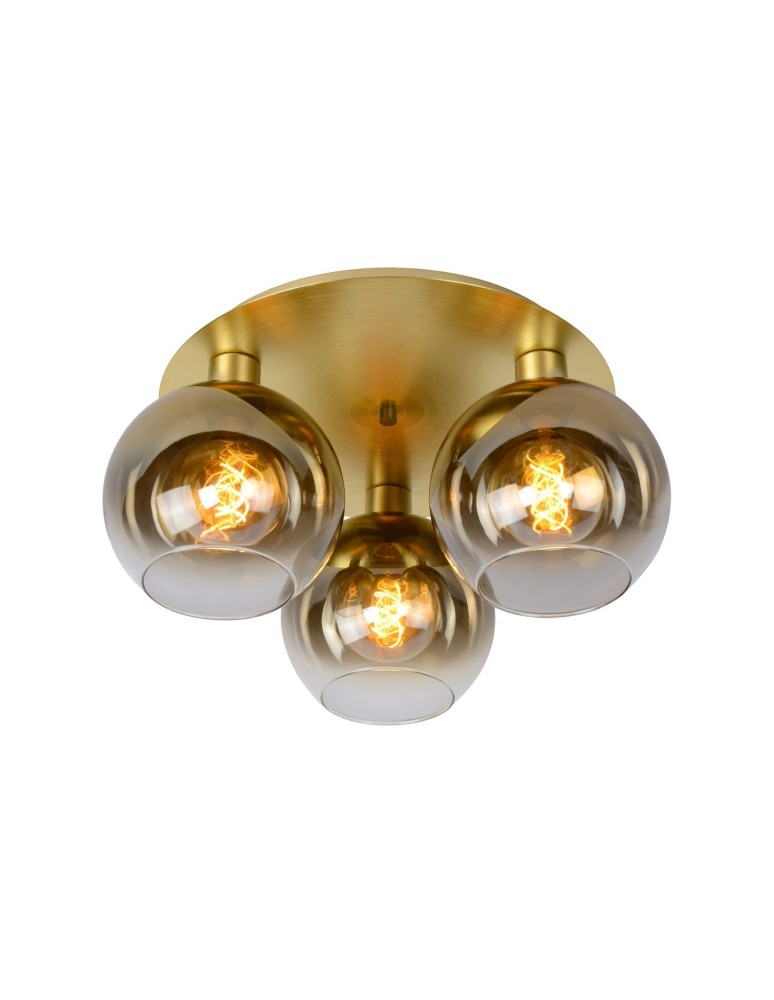 Lampy sufitowe w stylu skandynawskim - Lucide MARIUS Sufitowa E27 3x60W Złoty Matowy/Mosiądz 74114/03/02 - produkt kolory-swiatla.pl 1