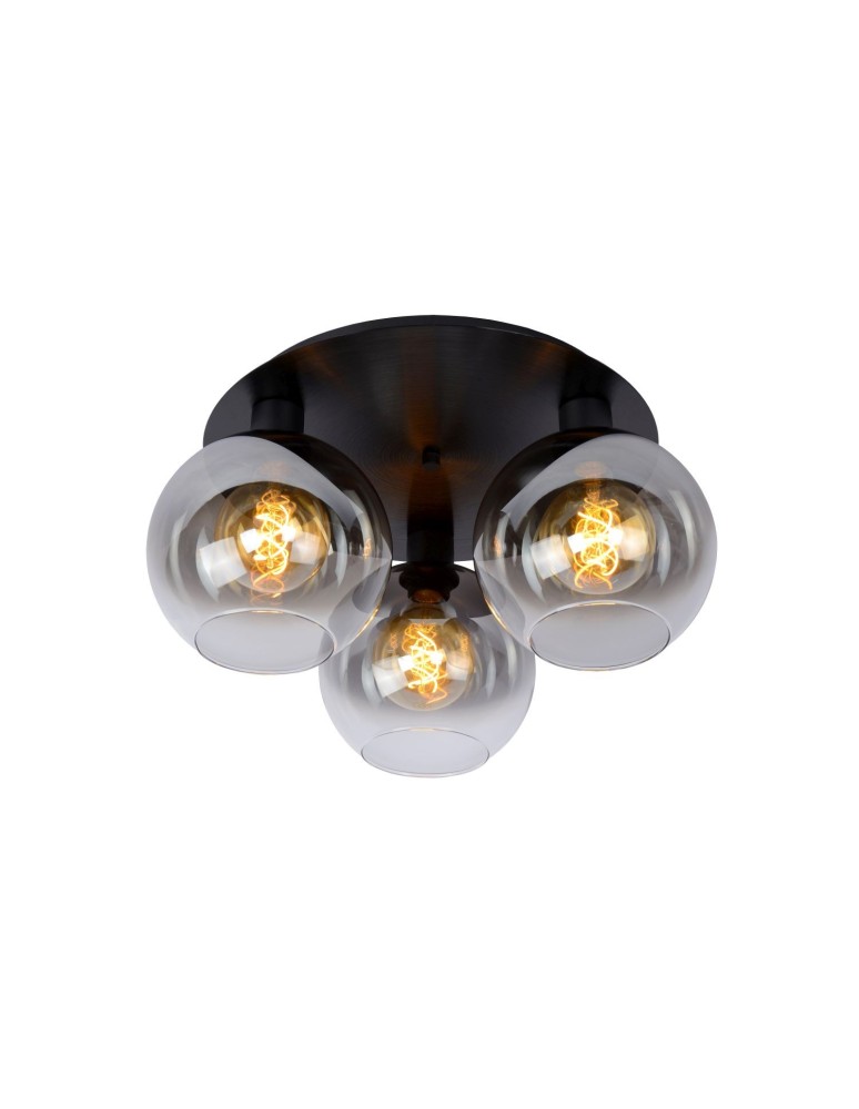 Lampy sufitowe w stylu skandynawskim - Lucide MARIUS Sufitowa E27 3x60W Czarny/Szary 74114/03/30 - produkt kolory-swiatla.pl 1