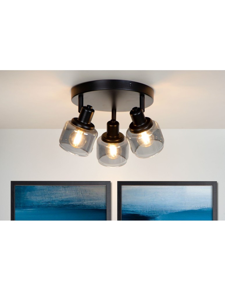 Lucide BJORN Sufitowa Reflektorowa E14 3x40W Czarny/Szary 77979/13/30