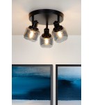 Lampy sufitowe regulowane - spoty - Lucide BJORN Sufitowa Reflektorowa E14 3x40W Czarny/Szary 77979/13/30 - product 4