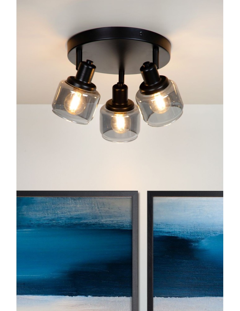 Lucide BJORN Sufitowa Reflektorowa E14 3x40W Czarny/Szary 77979/13/30