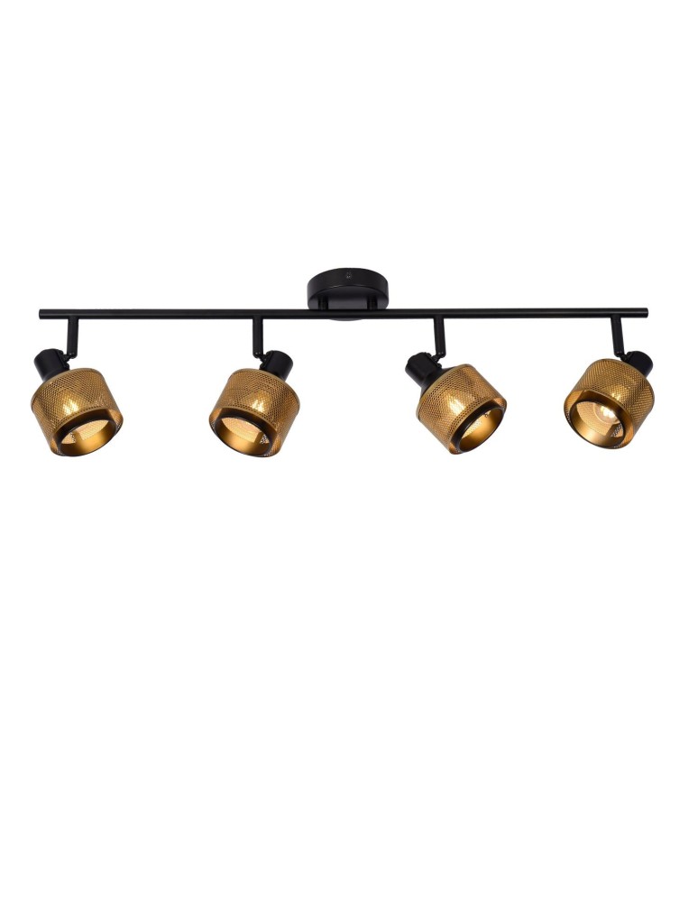 Lampy sufitowe regulowane - spoty - Lucide RAFA Sufitowa Reflektorowa E14 4x40W Czarny/Złoty Matowy/Mosiądz 77980/04/30 - produkt kolory-swiatla.pl 1