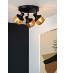 Lampy sufitowe regulowane - spoty - Lucide RAFA Sufitowa Reflektorowa E14 3x40W Czarny/Złoty Matowy/Mosiądz 77980/13/30 - product 4
