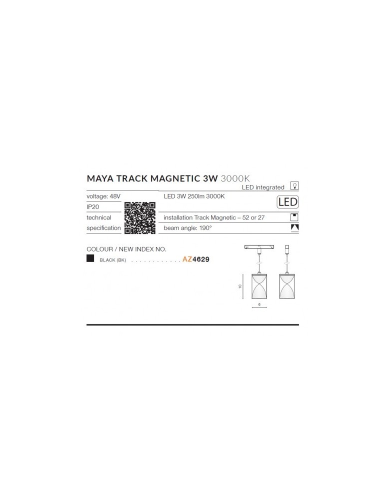 Lampy do szyn magnetycznych - Azzardo MAYA TRACK MAGNETIC LED 3W 250lm 3000K Czarny AZ4629 - produkt kolory-swiatla.pl 6
