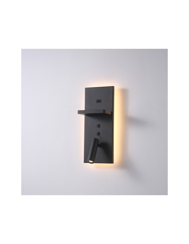 ELKIM Lighting HOTELS 417H Power LED + SMD LED 3W + 4W biała ciepła 3000K Czarny 6417H1103