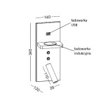 Kinkiety - ELKIM Lighting HOTELS 417H Power LED + SMD LED 3W + 4W biała ciepła 3000K Czarny 6417H1103 - product 3