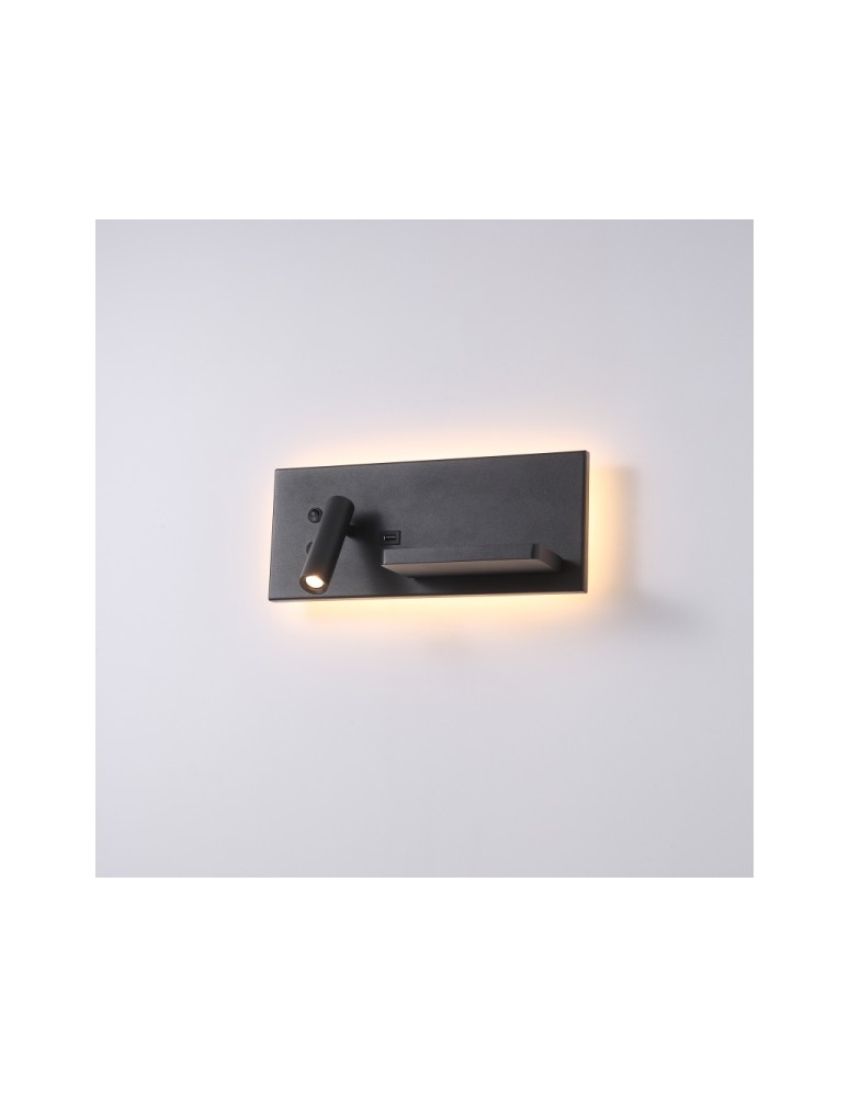 ELKIM Lighting HOTELS 417L Power LED + SMD LED 3W + 4W biała ciepła 3000K Czarny 6417L1103