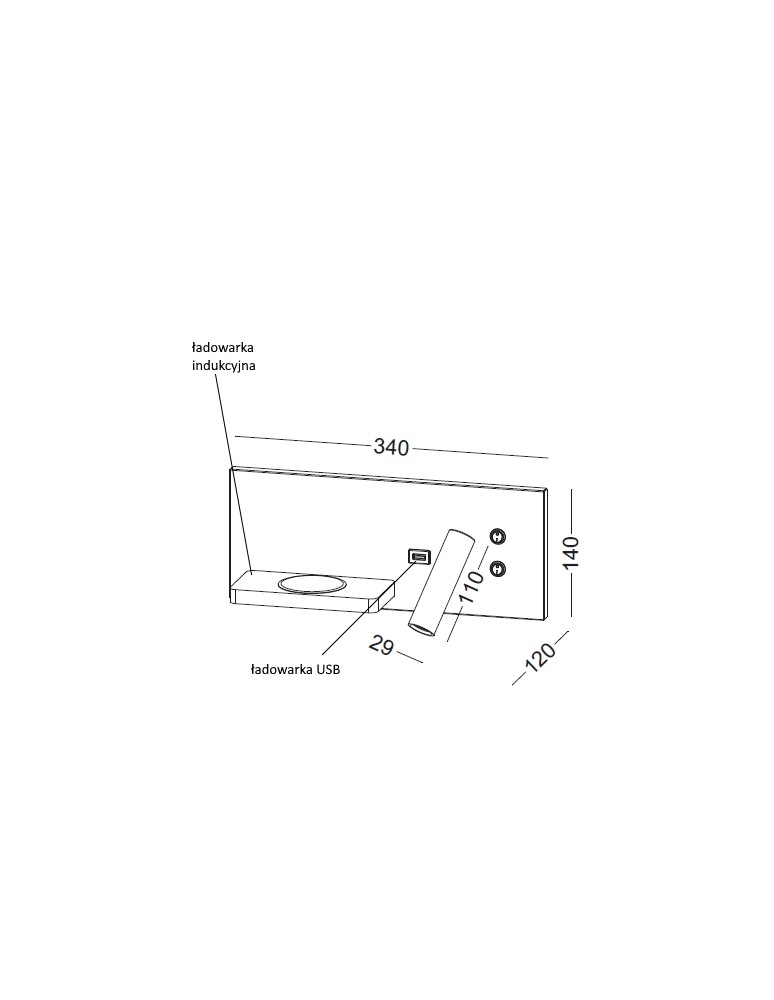 Kinkiety - ELKIM Lighting HOTELS 417P Power LED + SMD LED 3W + 4W biała ciepła 3000K Czarny 6417P1103 - product kolory-swiatla.pl 2