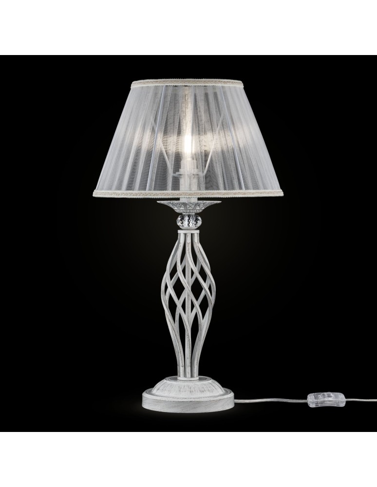 Lampy stołowe z abażurem - Maytoni Grace 1xE14 40W stołowa ARM247-00-G biały oraz złoty - product kolory-swiatla.pl 2