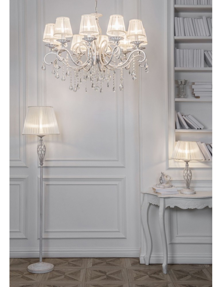 Lampy stołowe z abażurem - Maytoni Grace 1xE14 40W stołowa ARM247-00-G biały oraz złoty - product kolory-swiatla.pl 3