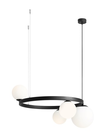 ALDEX LAMPA WISZĄCĄ GARDA 4 RING CZARNY, 3 x 40W / 1 x 60W (1099L1_R)