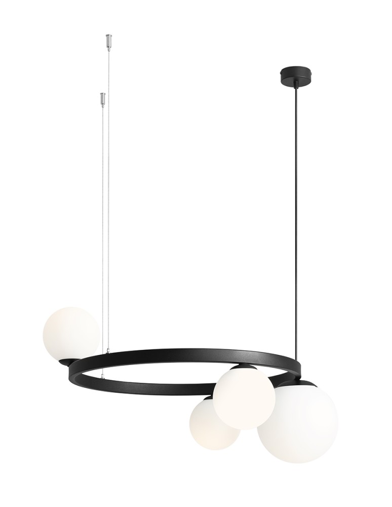 ALDEX LAMPA WISZĄCĄ GARDA 4 RING CZARNY, 3 x 40W / 1 x 60W (1099L1_R)