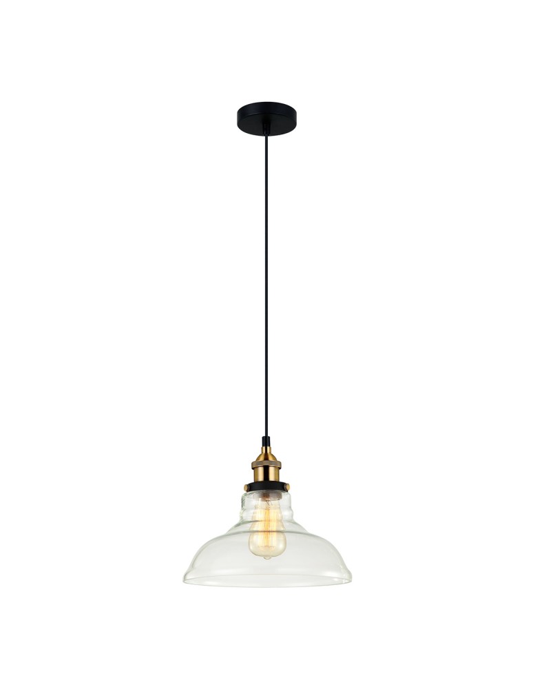 Lampy wiszące - ITALUX Hubert 1x60W E27 230V Czarny/Złoty MDM-2381/1 Wisząca - produkt kolory-swiatla.pl 1