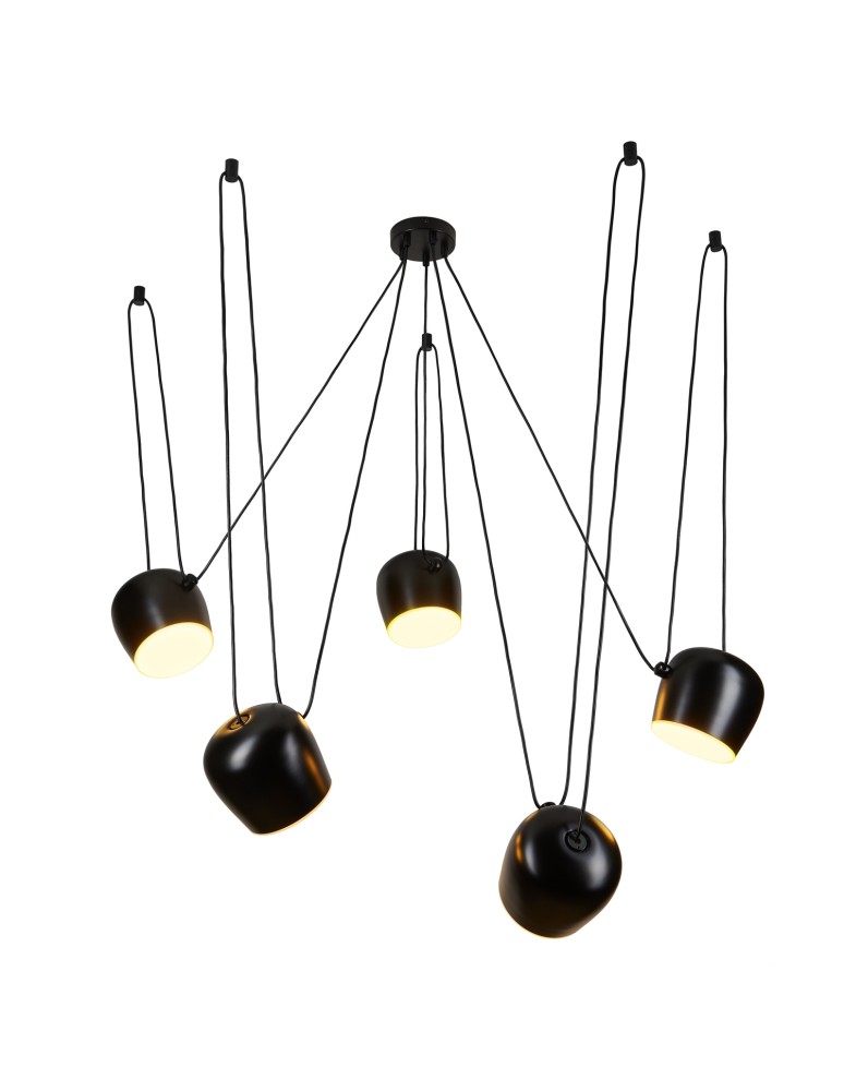 Step into Design Lampa wisząca BENNA-5 czarna Step into Design Lampa wisząca BENNA-5 czarna