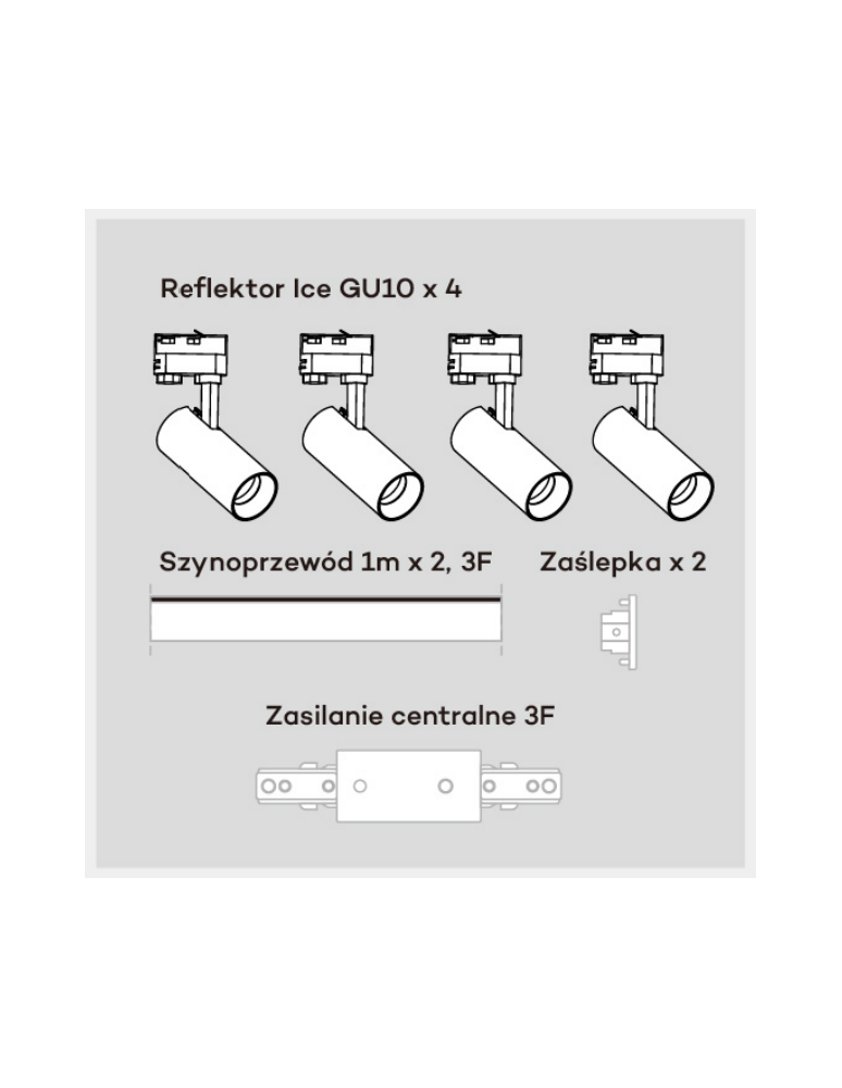 Gotowe zestawy szynoprzewodów - Light Prestige Ice System 3F GU10 4x50W biały LP-732 4W WH SET - product kolory-swiatla.pl 2