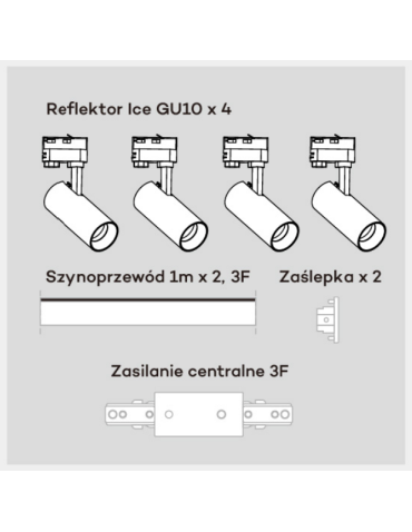 Light Prestige Ice System 3F GU10 4x50W czarny LP-732 4W BK SET - product 2