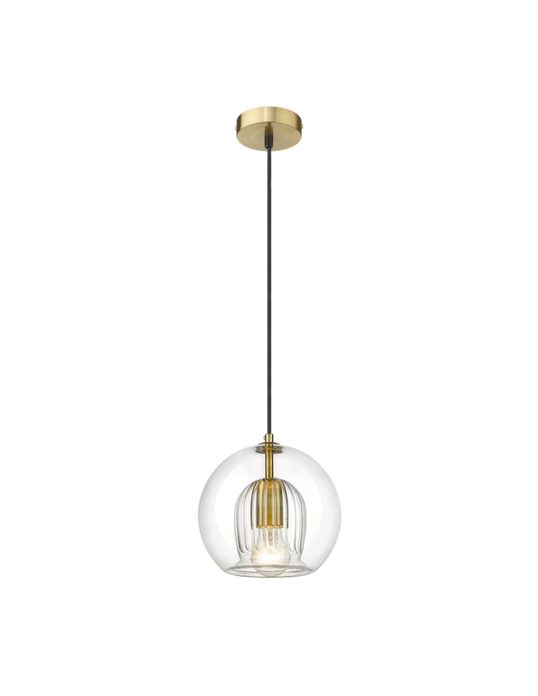 Lampy wiszące szklane - Light Prestige Arette Lampa wisząca E27 1x40W transparentny/złoty LP-133/1P - produkt kolory-swiatla.pl 1