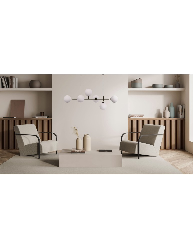 Light Prestige Alisa lampa wisząca czarna białe kulki LP-005/6P BK/WH 6xE14 czarny / biały Light Prestige Alisa lampa wisząca czarna białe kulki LP-005/6P BK/WH 6xE14 czarny / biały